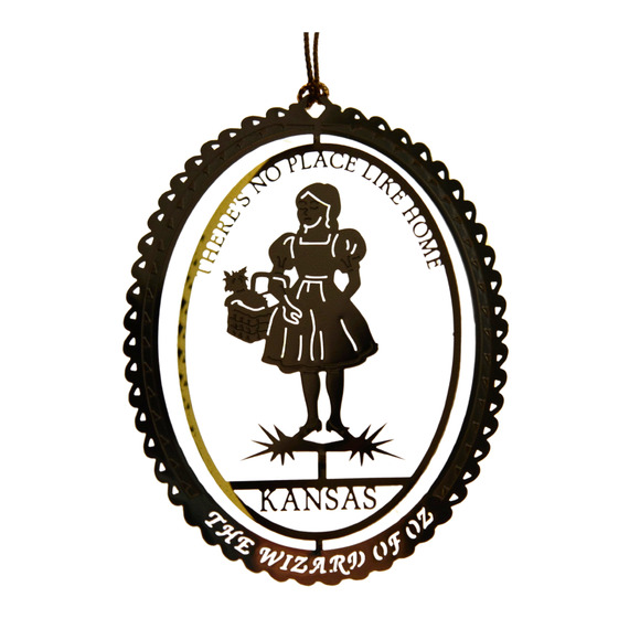 Wizard of Oz Brass Ornament No Place Like Home Dorothy Ruby Slippers Toto - Picture 3 of 5